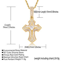 Collier tendance avec pendentif croix en zircon taille grande taille carrée et chaîne torsadée en acier inoxydable, vente en gros de bijoux