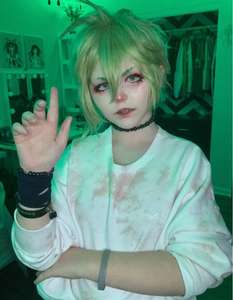 <span class=keywords><strong>Perruque</strong></span> synthétique verte Ainizi de 35 cm, Danganronpa: Trigger Happy Havoc, rôle d'Amami Rantarou, <span class=keywords><strong>perruque</strong></span> de cosplay pour femmes - Product Image 2