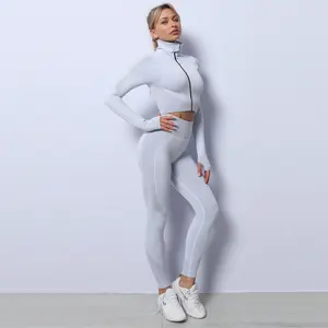2021 nouveau costume de yoga à manches longues sport grande taille XXXL vêtements pour femmes en cours d'exécution respirant sans couture mode sport décontracté yoga pantalon costume