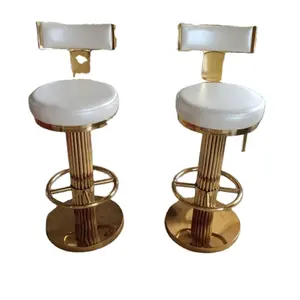 Metall Commercial Bar Chair heiße hohe Rückenlehne T-Form Messing Gold Edelstahl Luxus drehbar Barhocker