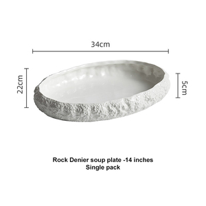 Nueva creatividad, plato de cena de cerámica blanca ovalada, <span class=keywords><strong>platos</strong></span> fríos con borde de <span class=keywords><strong>roca</strong></span>, <span class=keywords><strong>platos</strong></span> para servir ensaladas profundas, <span class=keywords><strong>platos</strong></span> de pescado para restaurante - Product Image 6