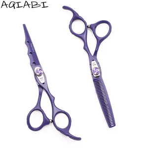 Tijeras de peluquero 6 ''JP de acero de corte de pelo tijeras adelgazamiento tijeras de pelo de afeitar borde púrpura A1019