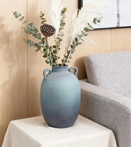 Pichet <span class=keywords><strong>en</strong></span> céramique de poterie traditionnelle Vase <span class=keywords><strong>en</strong></span> céramique Vase <span class=keywords><strong>en</strong></span> <span class=keywords><strong>terre</strong></span> <span class=keywords><strong>cuite</strong></span> gris et bleu <span class=keywords><strong>avec</strong></span> 2 poignées pour décorations intérieures/extérieures - Product Image 4
