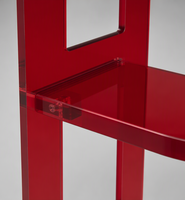 Étagère verticale en acrylique rouge avec 3 niveaux pour livres, magazines, cosmétiques et organisation de boutiques