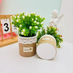 Mini-pots de fleurs artificielles en lin avec grain de jasmin, hauteur 17 cm, pour la décoration de la maison, du jardin et des mariages, plantes en pot, ornements - Product Image 4