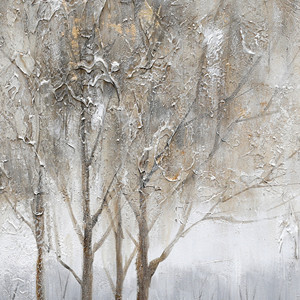 Dipinto a Olio Paesaggistico Texturizzato Tonalità Neutre Scenari <span class=keywords><strong>Invernali</strong></span> con Alberi Nebbosi per Arredamento Casa Quadri d'Arte Murale Natura Morta - Product Image 4
