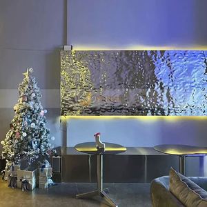 LL30 Low Price 201 Stainless Steel Water <b>Wave</b> Sheet Wall Panels <b>Mirror</b> Polished Metal Embossed Ripple Sheets for Restaurant - Product Image 2