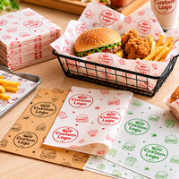 Papier d'emballage pour hamburger imprimé avec logo, plusieurs tailles, résistant à la graisse, pour restaurants à emporter