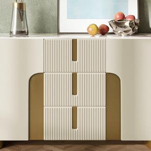 Table étroite murale simple dorée italienne montante, dessus de table en bois massif de luxe léger, table console d'entrée - Product Image 4