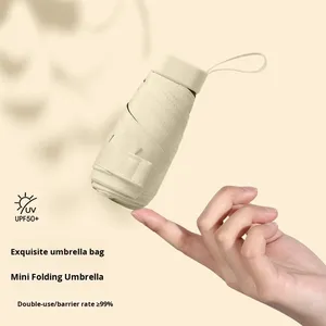 Parasol de protection UV compact à double usage Portable pour porte-carte parapluie soleil/pluie avec 5 plis pour cadeaux d'affaires pliants - Product Image 4