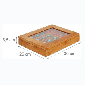 Wooden Tea <b>Box</b> <b>Large</b> Capacity With Dividers For Tea Bags Coffee Pods Storage Organizing <b>Gift</b> Packaging <b>Box</b> - Product Image 4