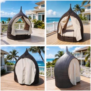 Conjunto de Muebles de Jardín Personalizables en Forma de Huevo con Asientos Modulares - Acolchados para Disfrutar con Sofisticación en el Litoral - Product Image 3
