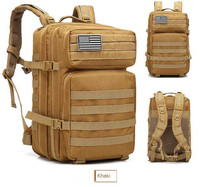 Sac à dos tactique vintage unisexe 45L grande capacité en Oxford, camouflage, plusieurs compartiments, polyester imperméable, détachable