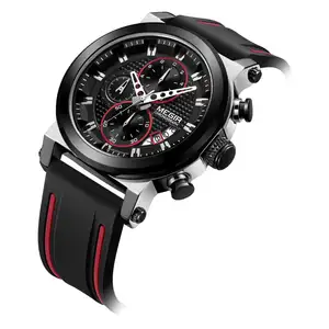 Hot Sale MEGIR 2100 Silicone Sports Watch For Men Waterproof Quartz Men's Watches Chronograph Men Clock Custom LOGO Factory