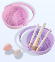 Support de rangement multifonctionnel en silicone écologique pour nettoyage de pinceaux de maquillage, avec bol de drainage suspendu pour bureau, usage domestique et commercial, personnalisable