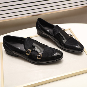 Chaussures en cuir pour hommes, chaussures de soirée pour gentleman, cuir verni avec crin de cheval, chaussures monk haut de gamme à double boucle - Product Image 4