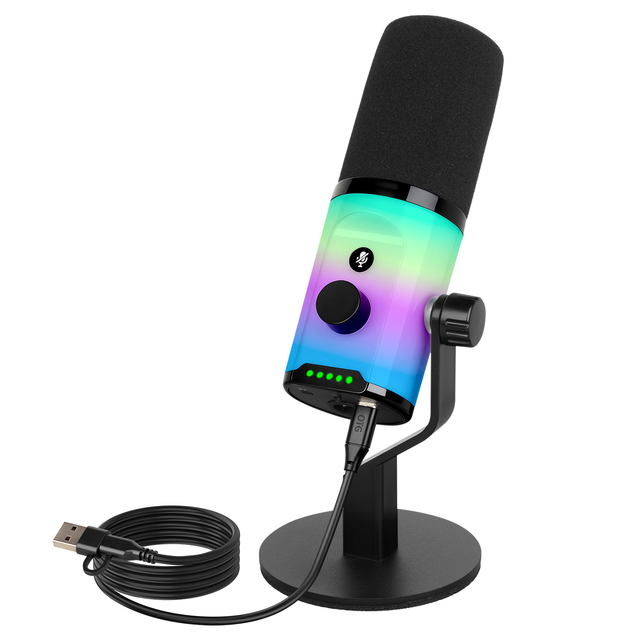 A17 New Professional Condenser Microphone USB Gaming Mic Podcast Equipment Desktop RGB Mic for Streaming Gaming Recording