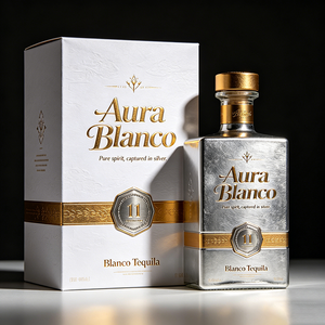 Caja de Embalaje de <span class=keywords><strong>Tequila</strong></span> Agave <span class=keywords><strong>Blanco</strong></span> 100% <span class=keywords><strong>Azul</strong></span>, de Cartón <span class=keywords><strong>Blanco</strong></span> con Base <span class=keywords><strong>y</strong></span> Tapa con Logotipo Personalizado Directo de Fábrica, con Detalles en Dorado - Product Image 1