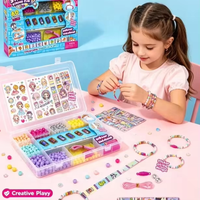 Kit de Fabricación de Pulseras con Pegatinas Holográficas, Juego de Manualidades de Joyería con Cuentas para Niños, Juguete Creativo Hecho a Mano, Regalo para Niñas de 6 Años en Adelante