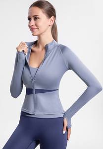 BESTELLA Damen langärmeliger Lauf-Schnelltrocknung Fitnessanzug Oberteil Slim Reißverschluss Herbst/Winter Sportmantel enges Motte solide - Product Image 5