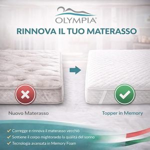 Olympia Memory Foam Topper 190x80x5cm Removable Washable Cover Non Slip Elastics <b>Single</b> Mattress Pad - Product Image 6