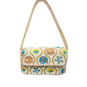 Luxury Saddle Shape Waterproof Handbag Cross-Body Strap Elegant Crystal Glass <b>Beaded</b> Embroidery Handcrafted Designer <b>Purse</b> for - Product Image 1