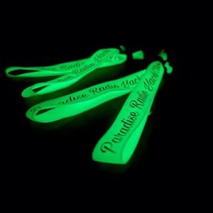 Factory Wholesale Short <b>Lanyard</b> Custom logo Fabric Glow in Dark Wristband - Product Image 3