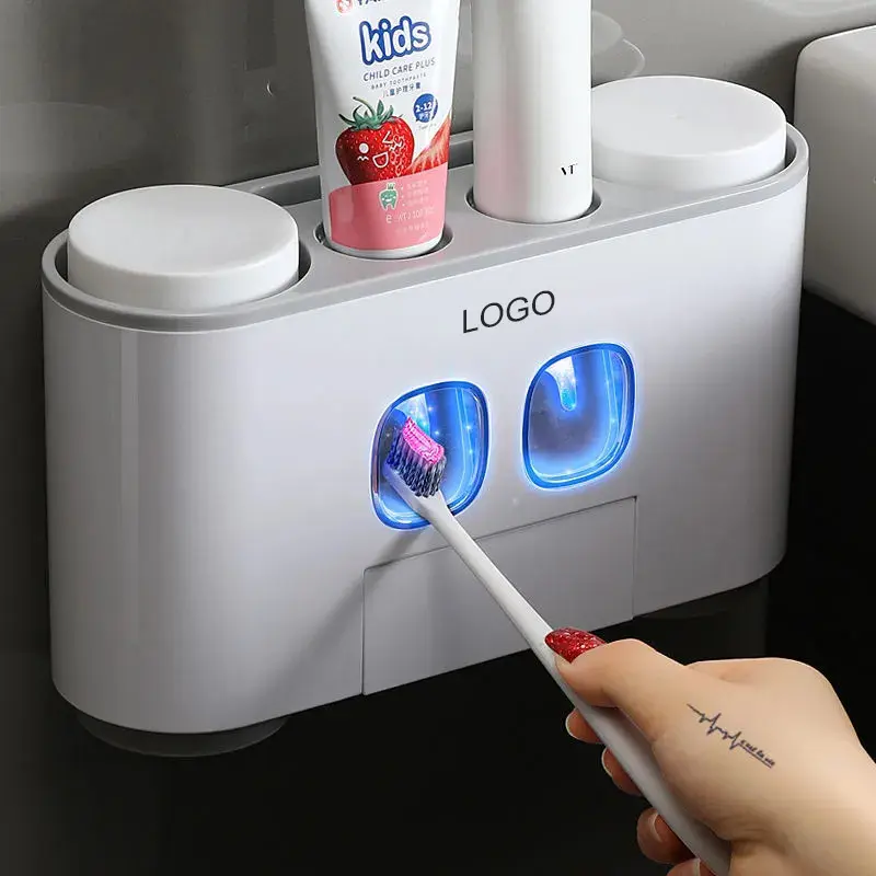 2023 Hot Bán Phòng Tắm Thiết Lập ecoco Tự Động Kem Đánh Răng Dispenser Trắng Răng Dán Dispenser Bàn Chải Chủ Cho Trẻ Em