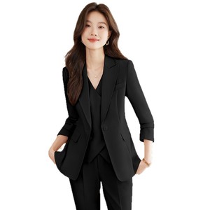 Women's Suit Set Three Quarter Sleeve Worsted Anti-Wrinkle Office Lady Formal Wear For Work Interview Banquet - Product Image 5