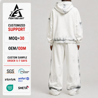 Ensemble sweat à capuche et pantalon de survêtement large pour homme, motif 'Fighting Ant Spray', coupe oversize, effet délavé, style streetwear, service de production capsule personnalisé
