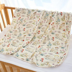 Couverture pour bébé en coton biologique de bambou, tricotée, 6 couches, de qualité supérieure, pour nouveau-né, fille, motif lapin, sublimation - Product Image 3