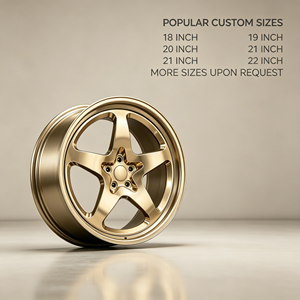 Jantes monobloc forgées sur mesure, 1 pièce, classiques à 5 branches, finition or brossé, concaves, en alliage, pour tuning de voitures de performance JDM, <span class=keywords><strong>Euro</strong></span>, US - Product Image 3