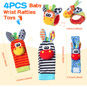 Cadeaux <span class=keywords><strong>de</strong></span> Noël Animal Infantile Poignets <span class=keywords><strong>Hochet</strong></span> et Chaussettes Foot Finders Bébé <span class=keywords><strong>Hochet</strong></span> Jouets pour 0-6, 6-12 Mois Nouveau-Né - Product Image 4