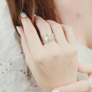 F686 Heart Shape Stainless Steel <b>Wedding</b> Band 18K Gold Plated Unisex Engagement <b>Ring</b> <b>For</b> <b>Couples</b> Fashion Jewelry - Product Image 3