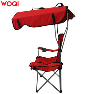 Silla plegable para acampar Woqi con toldo, portavasos, tela Oxford roja, capacidad de 150 kg, para uso en exteriores. - Product Image 1