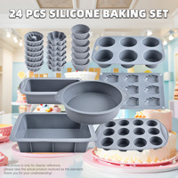 Ensemble de 24 moules à pâtisserie en silicone de qualité alimentaire, antiadhésifs, pour gâteaux, muffins, cupcakes, pain, réutilisables