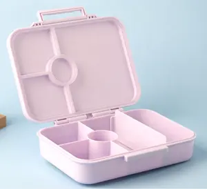 Aohea微波炉和洗碗机安全粉色4格便当盒Tritan带可拆卸分隔器