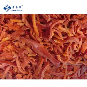 Sinocharm BRC A approved Width 5-8mm Wholesale Price IQF Red Pepper Strip Frozen Red Pepper Strip