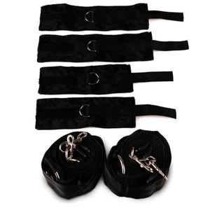 Sangles de bondage en peluche noires légèrement extensibles pour jouets pour adultes, unisexe, domination passionnée, sangles de retenue pour lit - Product Image 1