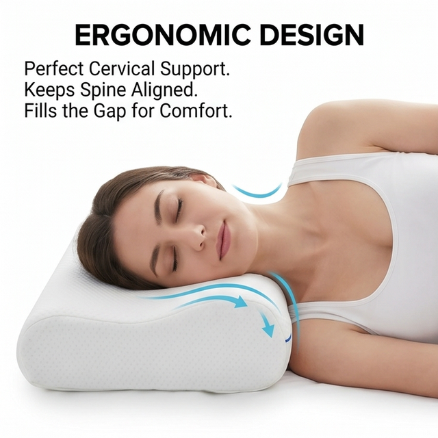 Factory Direct High Quality Custom Logo Modern Eco-Friendly Cervical Contour Ergonomic Memory Foam Pillow Neck Shoulder Pain