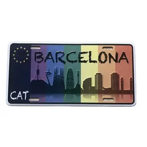 Kustom Spanyol Barcelona timbul printer souvenir plat