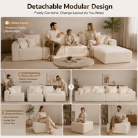Canapé d'angle sans structure VANBOW pour salon, avec assise profonde, idéal pour petit appartement ou chambre, livré en boîte, sans assemblage requis