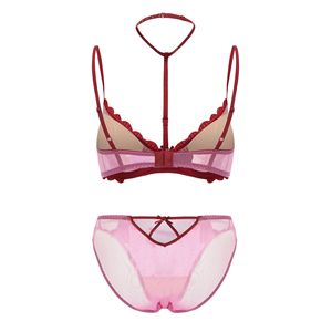 เซ็ตชุดชั้นในตาข่ายแฟชั่นปักลายสุดเร้าอารมณ์เซ็ตชุดชั้นในซีทรูเจาะรูเซ็กซี่ - Product Image 4