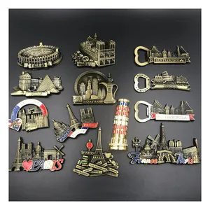 Bottle Opener Leaning Tower of Pisa UK Italy Rome France Notre Dame USA Qatar Metal Magnetic Fridge Stickers