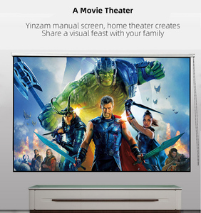 Yinzam Manual Wall Mounted <strong>Projector</strong> Screen for All Kinds LED Laser <strong>Projector</strong> Multiple Sizes <strong>with</strong> 72 Inch <strong>3D</strong> Cinema Screen - Product Image 2