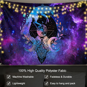 Wholesale Abstract Hippie Psychedelic Wall Hanging Moon Wolf Psychedelic Tapestry Wall Hanging Home Decoration - Product Image 3