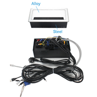 Boîtier de connectivité de table, argenté, 2 prises EU standard, 2 ports Cat6, HDMI, USB, VGA, 2 ports audio 3,5 mm, micro, argenté