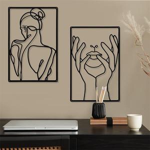 3 pezzi semplici ornamenti da appendere alla parete Art Silhouette Women'S Body Line ciondolo da parete decorazione in metallo pittura per il bagno - Product Image 6