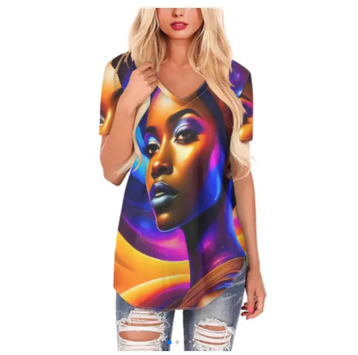 Camisetas personalizadas para mujer hermosas blusas africanas estampadas para mujer, venta al por mayor, blusa personalizada con imagen para mujer, blusas informales para mujer