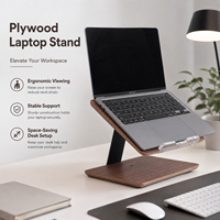 Support d'affichage pliable pour ordinateur portable et tablette, design trépied à double axe réglable, texture bois, installation sur bureau